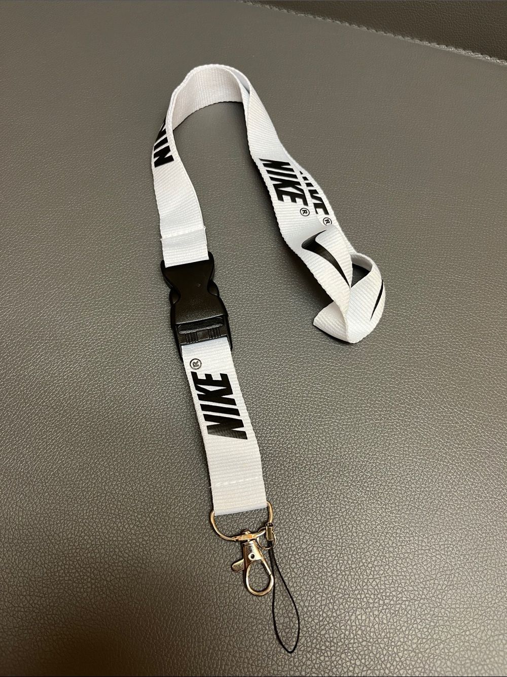 Nike White and Black Branded Lanyard with Swivel Clip